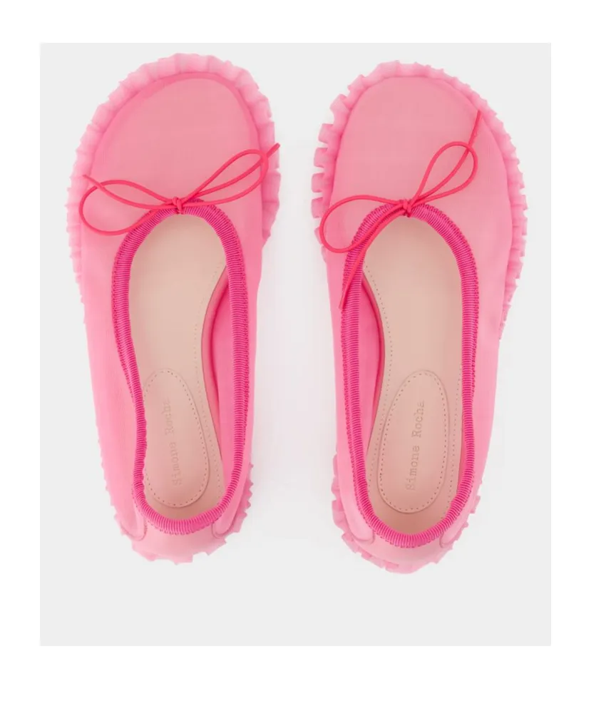 Frilled Mesh Slip-On Ballet Flats
