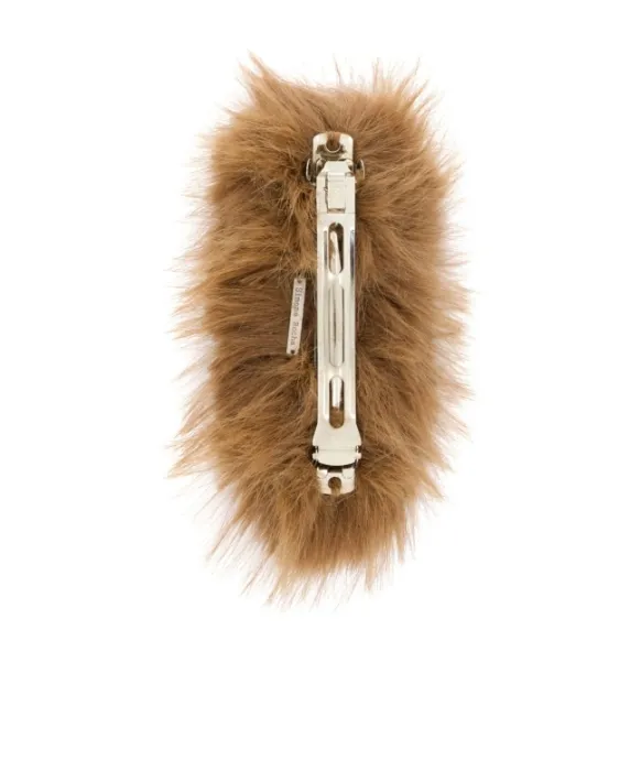 Faux-Fur Crystal Hair Clip