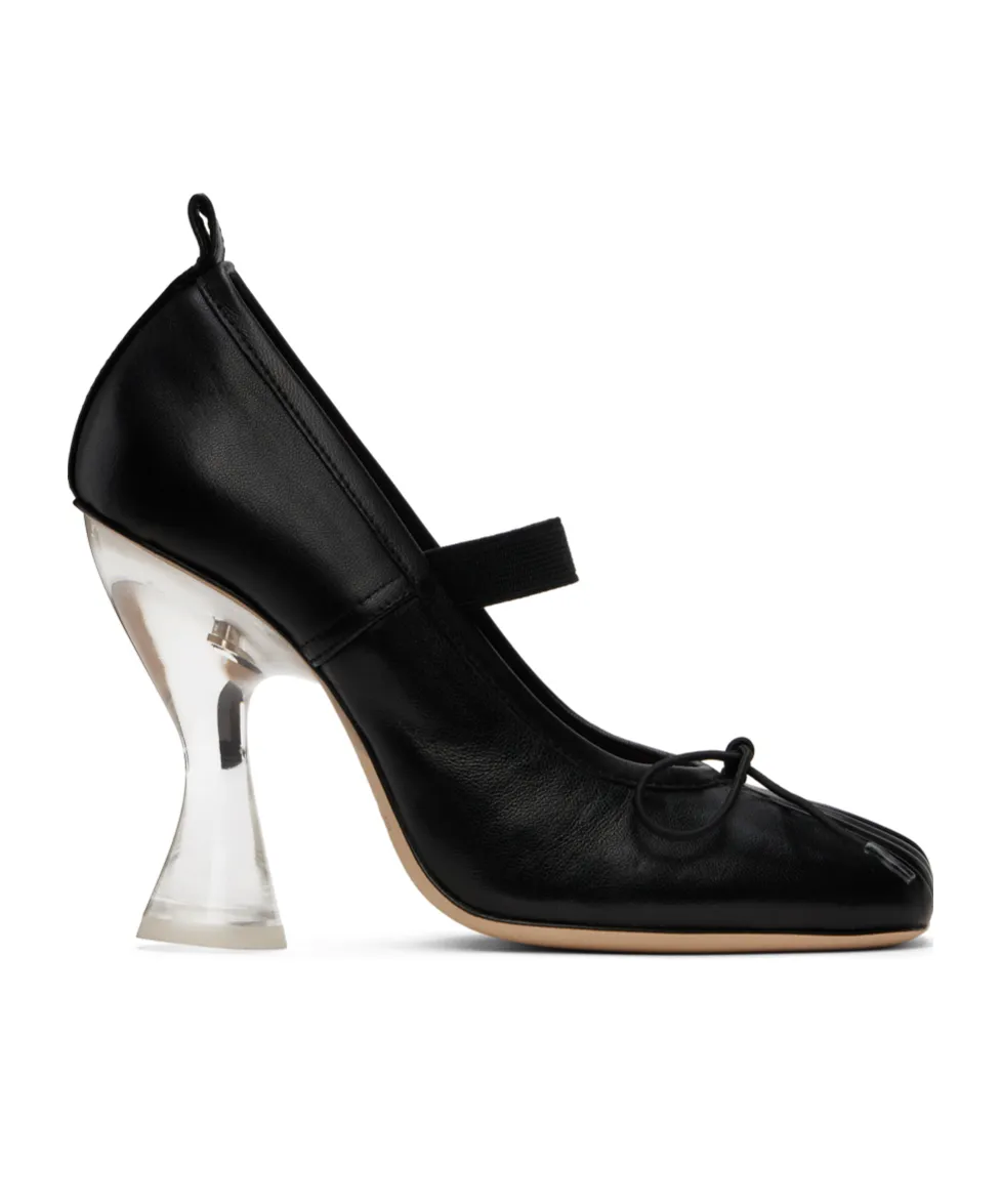 Heeled Leather Ballerina Shoes