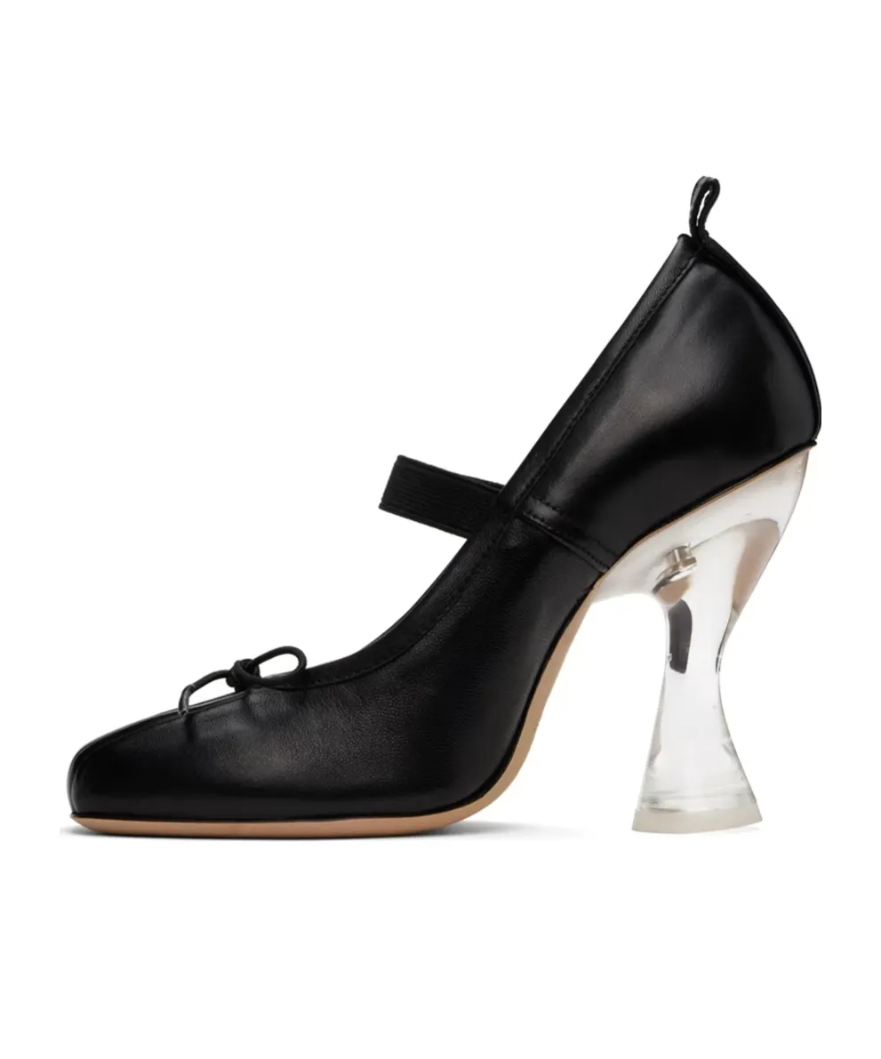 Heeled Leather Ballerina Shoes