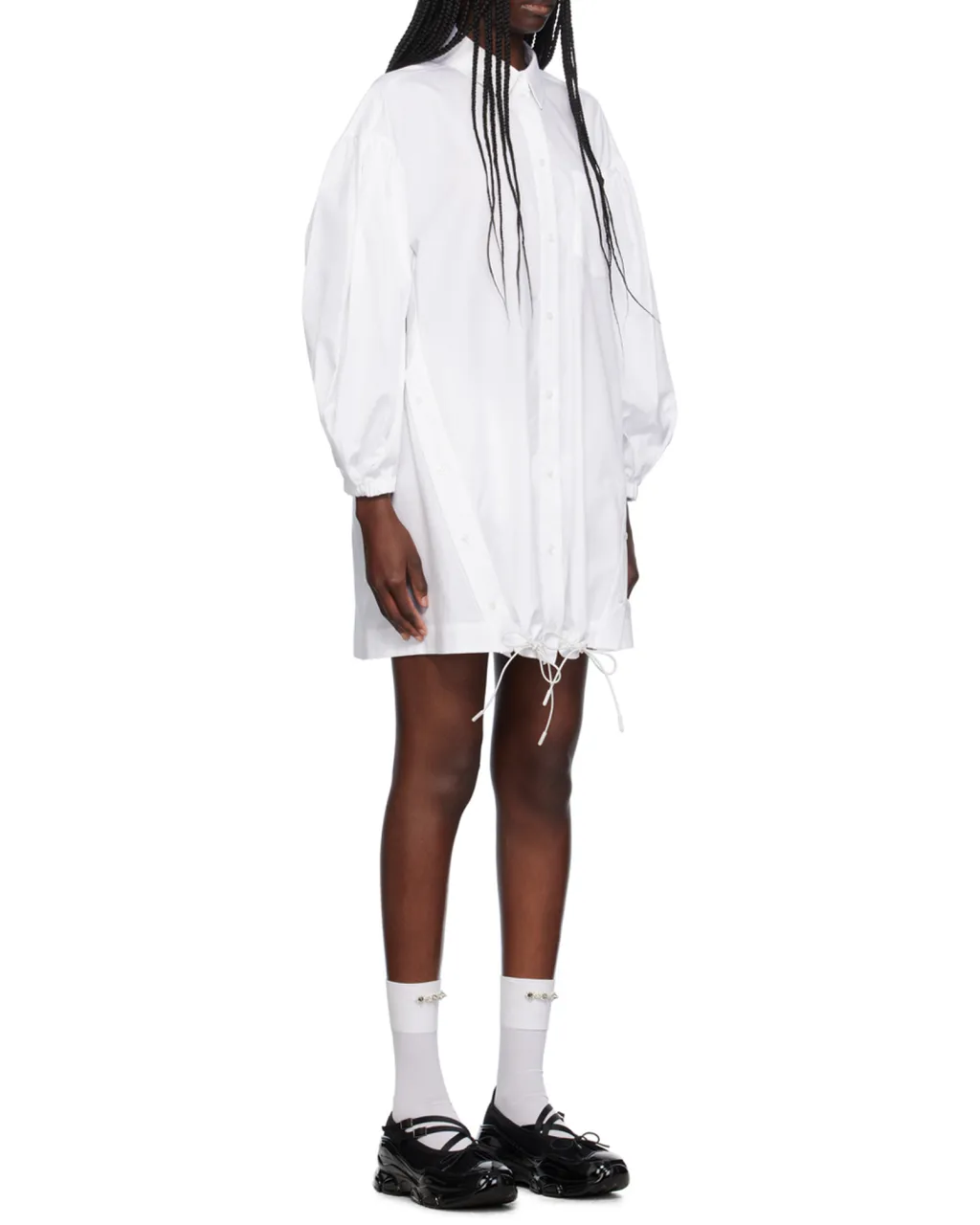 Button Placket Trapeze Shirt Dress