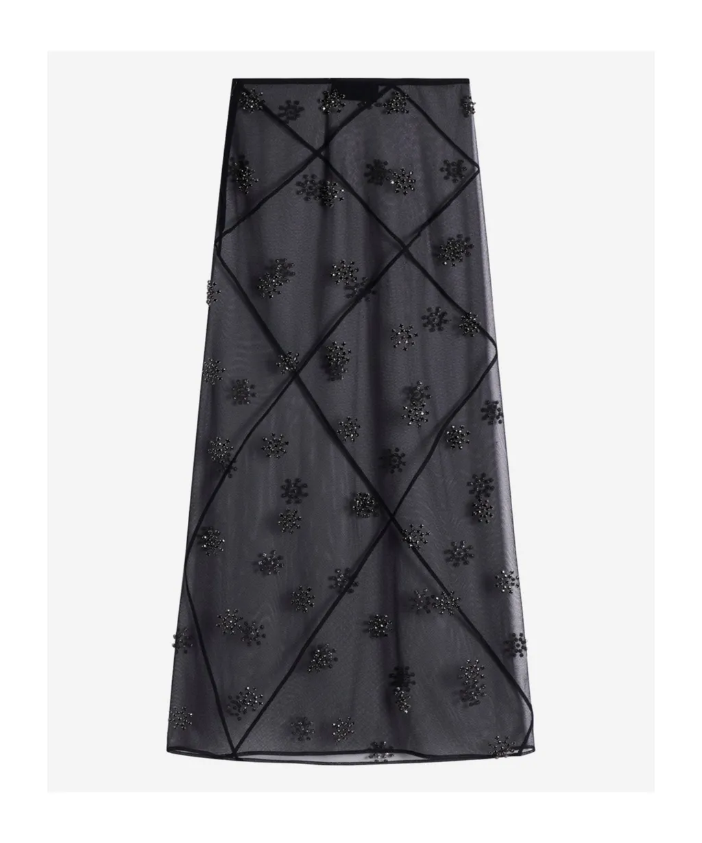 Crystal-Embellished Midi Skirt
