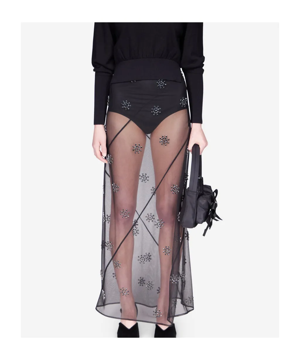 Crystal-Embellished Midi Skirt