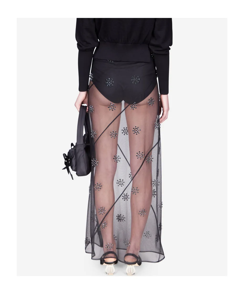 Crystal-Embellished Midi Skirt