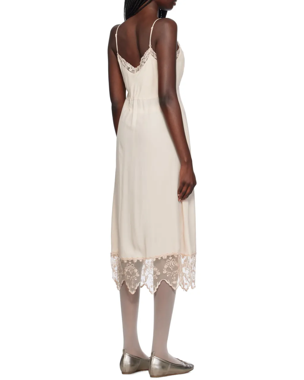 Deep Lace Trim Slip Dress