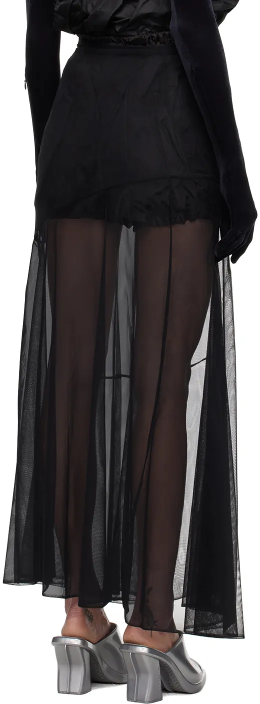 Flared Sheer Tulle Midi Skirt
