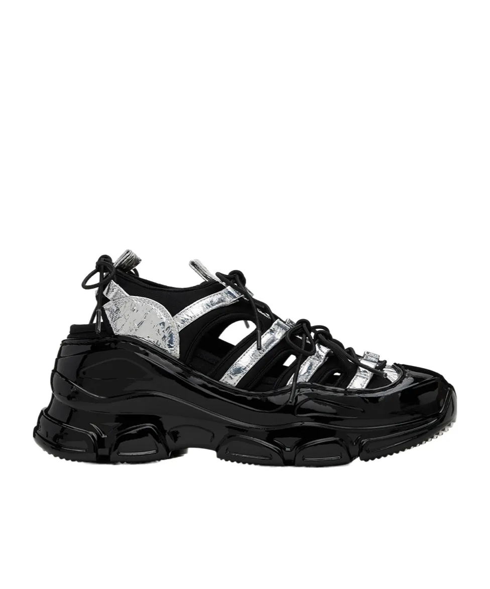 Paneled-Design Leather Sneakers