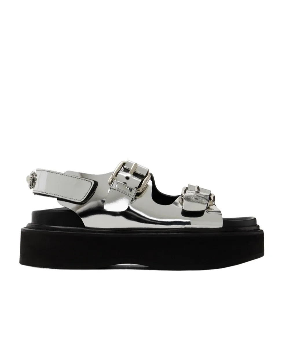 Faux Pearl Detail Flat Sandals