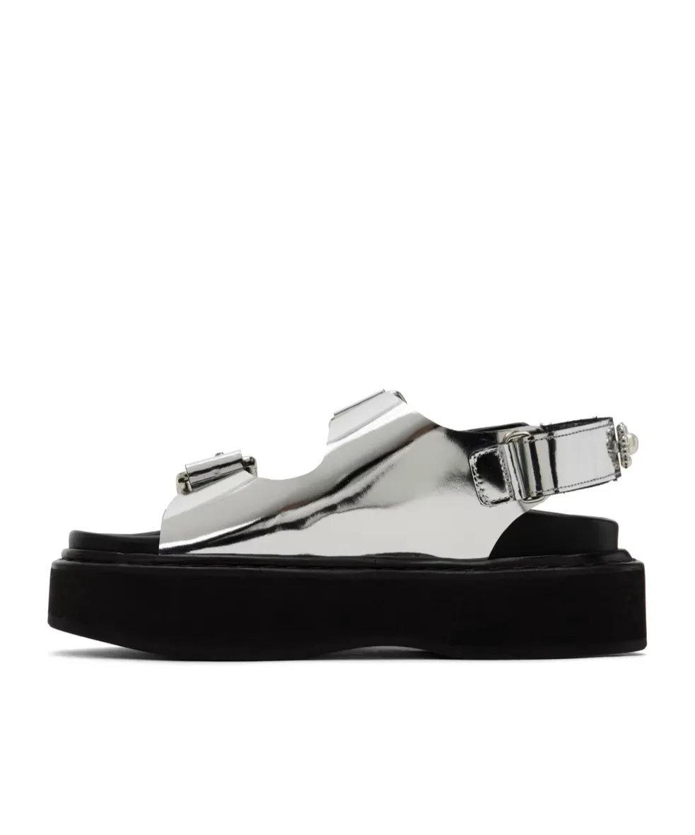 Faux Pearl Detail Flat Sandals