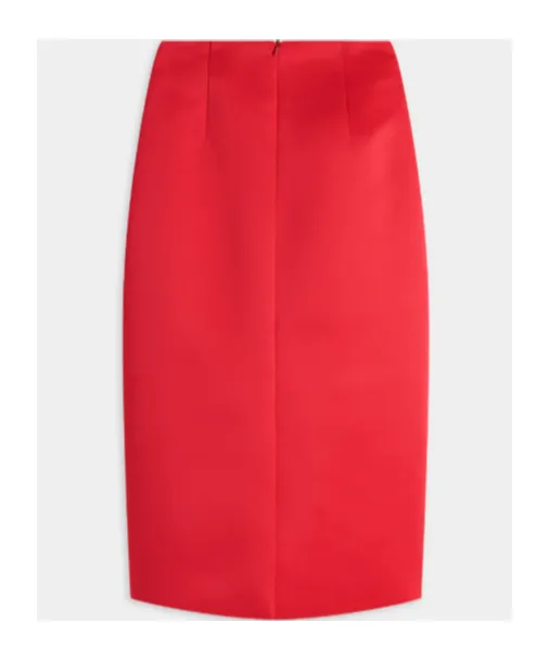 Pleated Satin Pencil Skirt