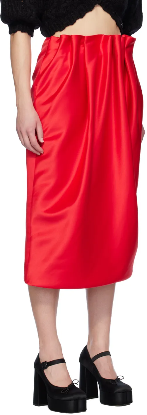 Pleated Satin Pencil Skirt