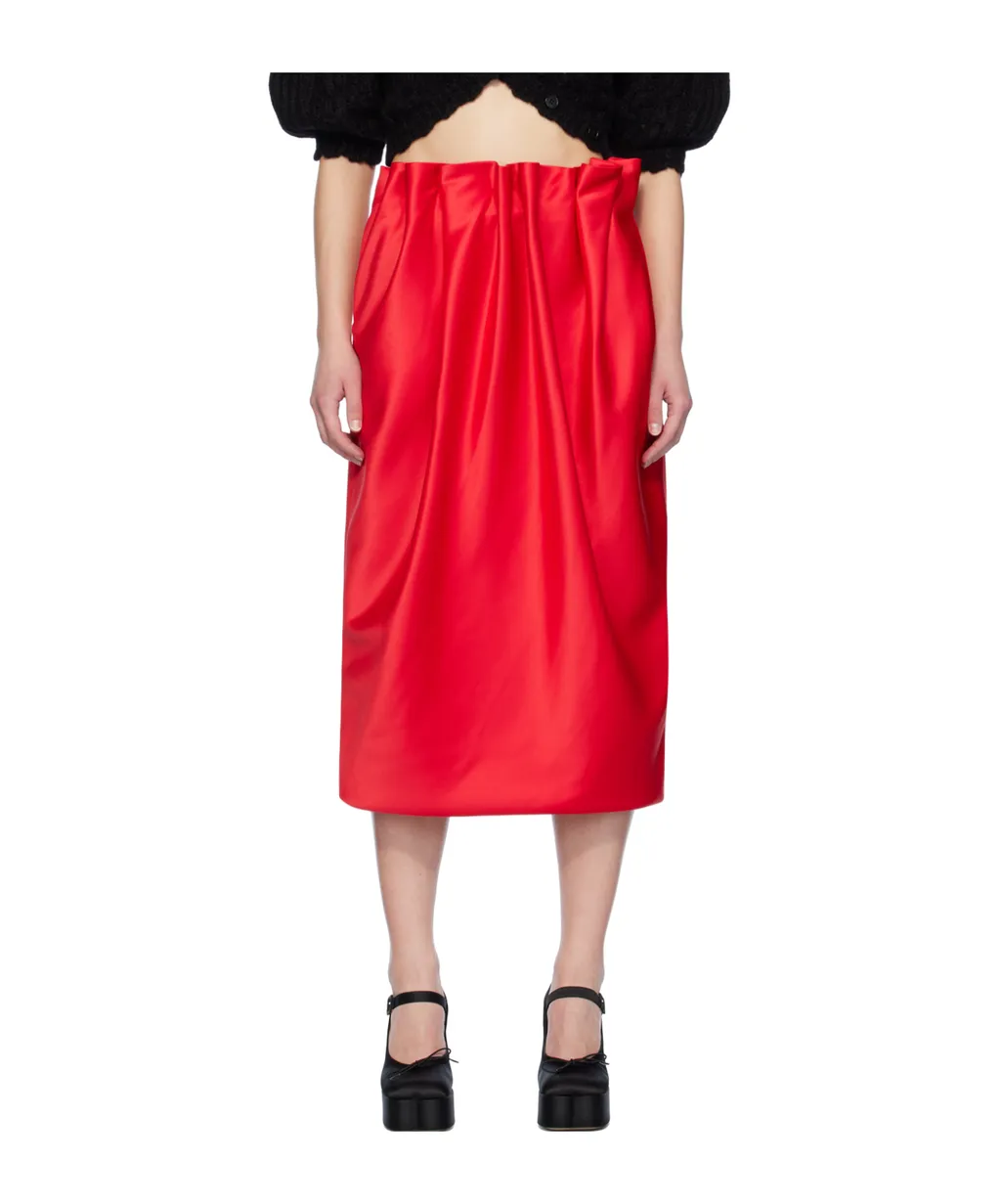 Pleated Satin Pencil Skirt