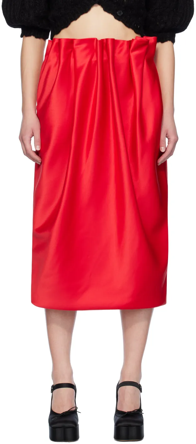 Pleated Satin Pencil Skirt