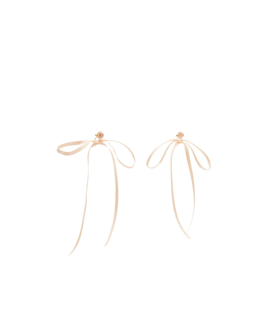 Bow Ribbon Beaded Stud Earrings
