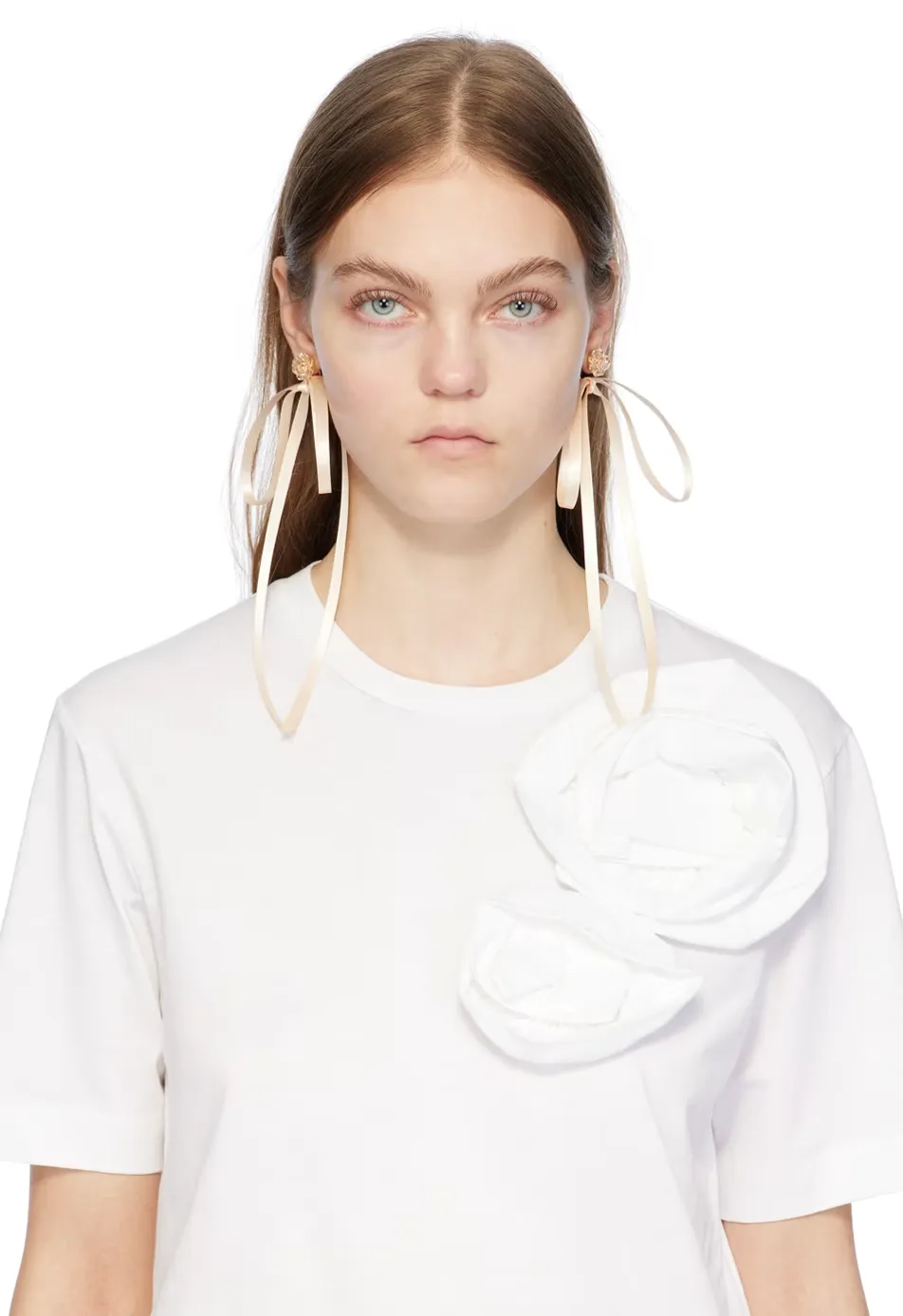 Bow Ribbon Beaded Stud Earrings