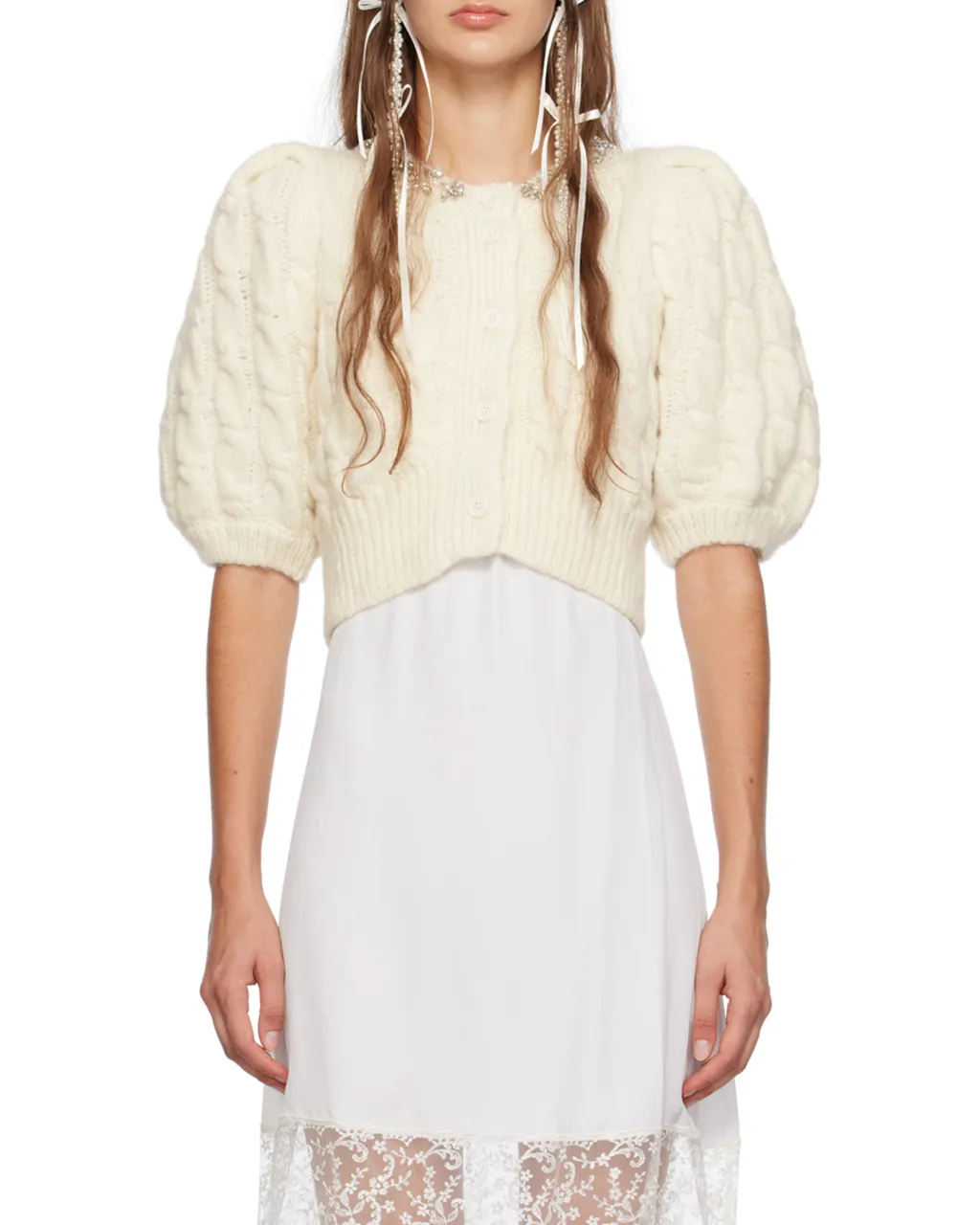 Cable-Knit Cropped Cardigan