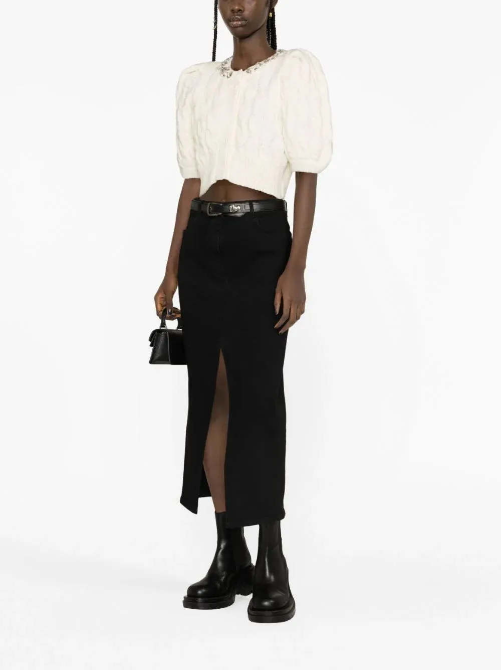 Cable-Knit Cropped Cardigan