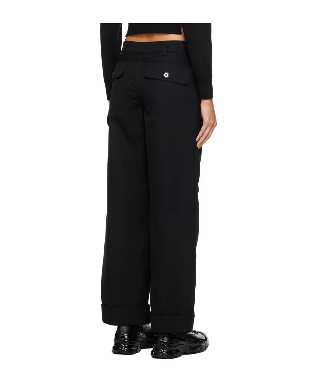 Virgin Wool-Blend Wide-Leg Trousers