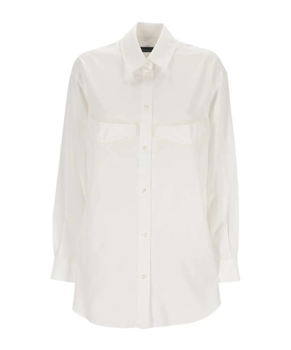 Appliqué-Detailed Long-Sleeved Buttoned Shirt