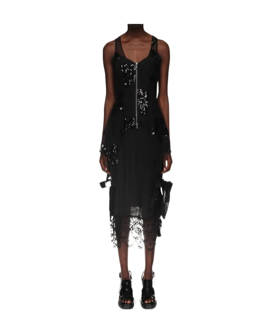 Sequined Zip-Up Bodysuit