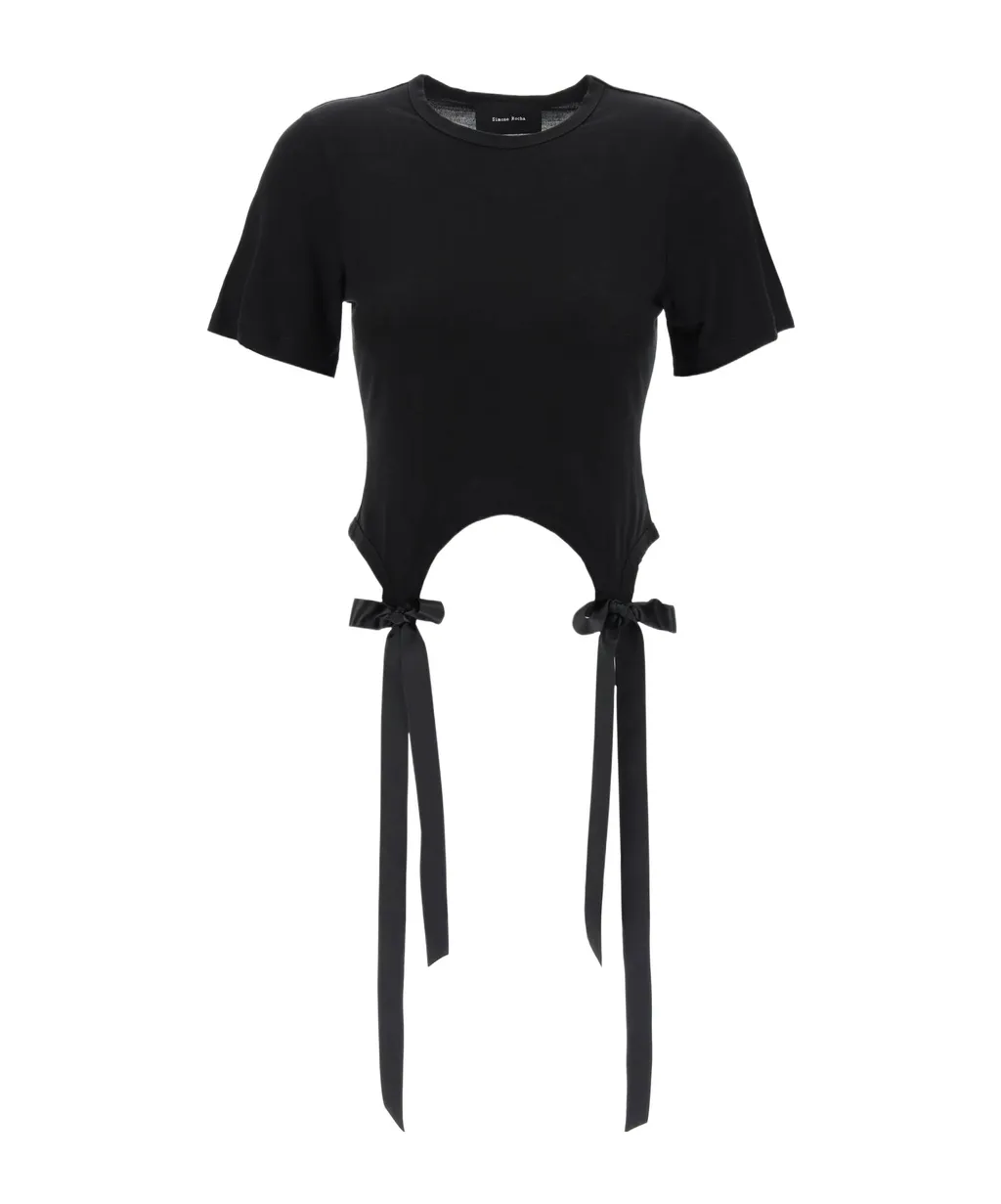 Bow Detailed Crewneck T-Shirt