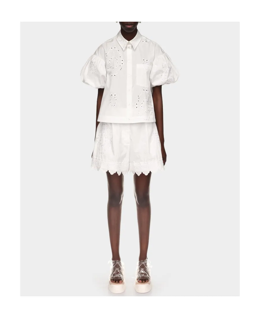 Broderie-Anglaise Cotton Shorts