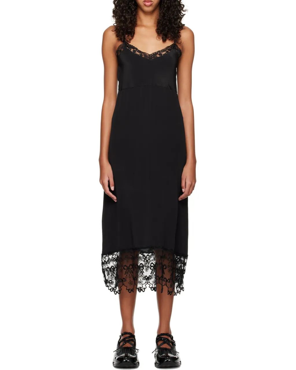 Lace-Trimmed Midi Dress