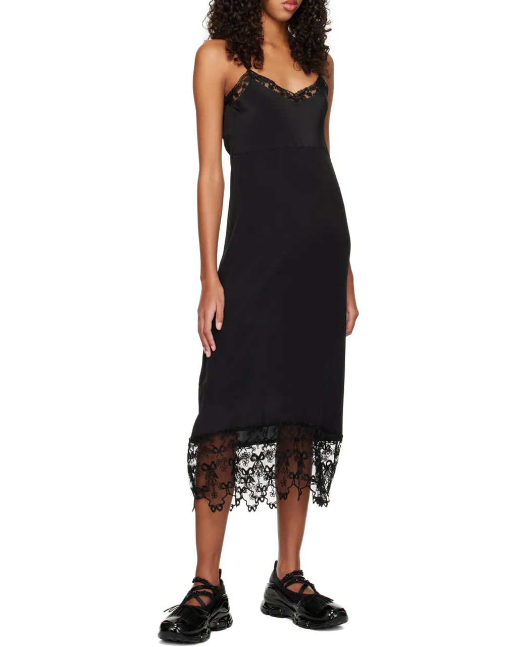 Lace-Trimmed Midi Dress