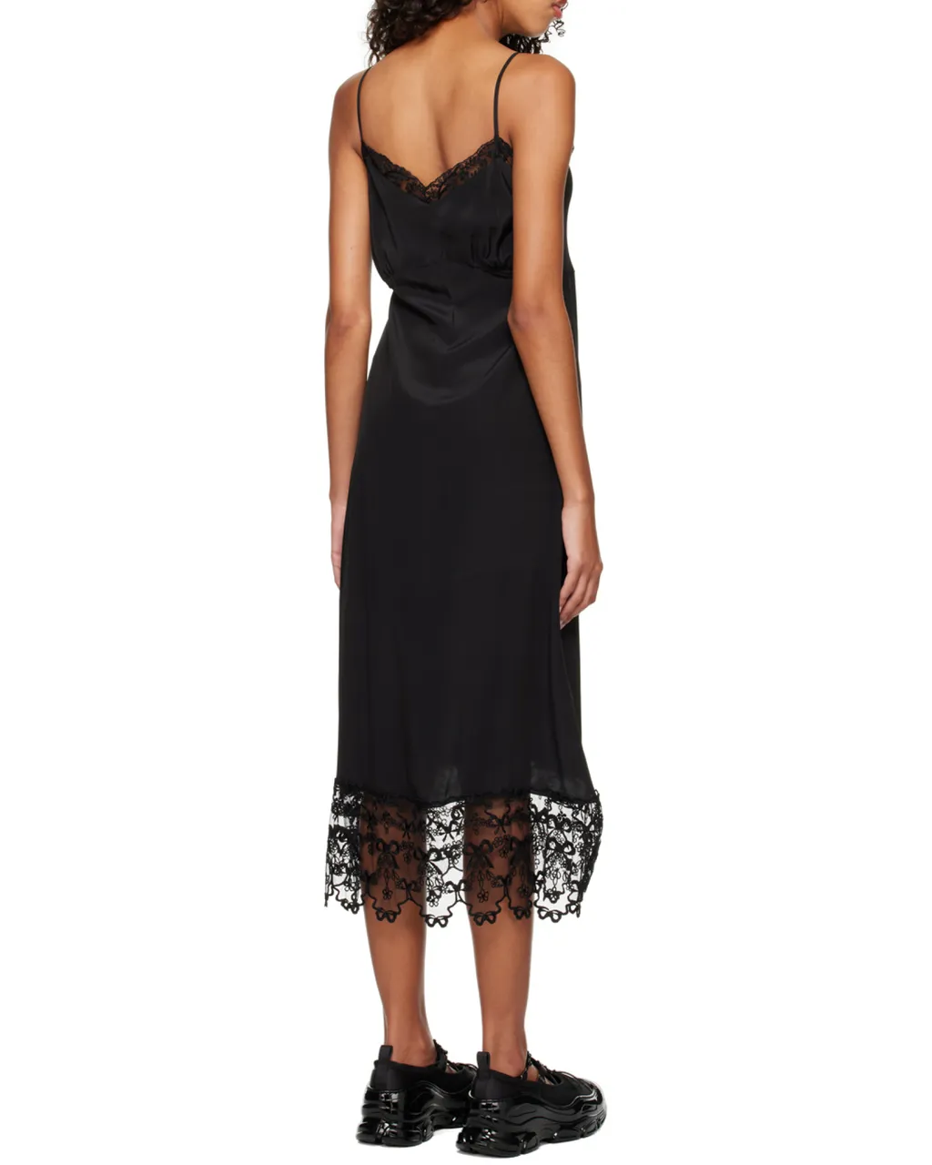Lace-Trimmed Midi Dress