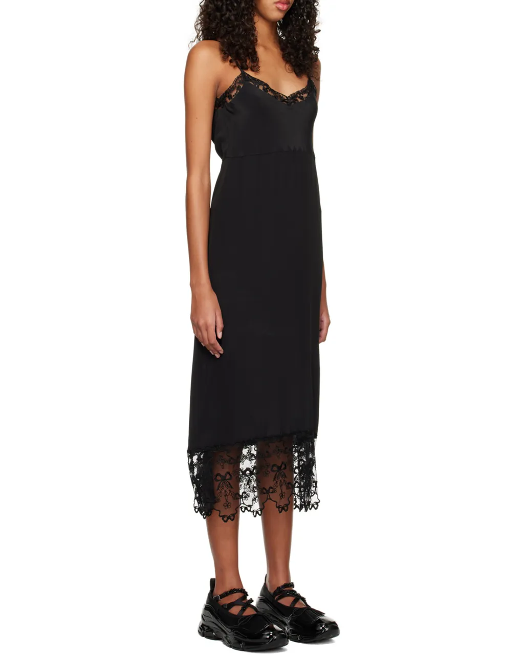 Lace-Trimmed Midi Dress