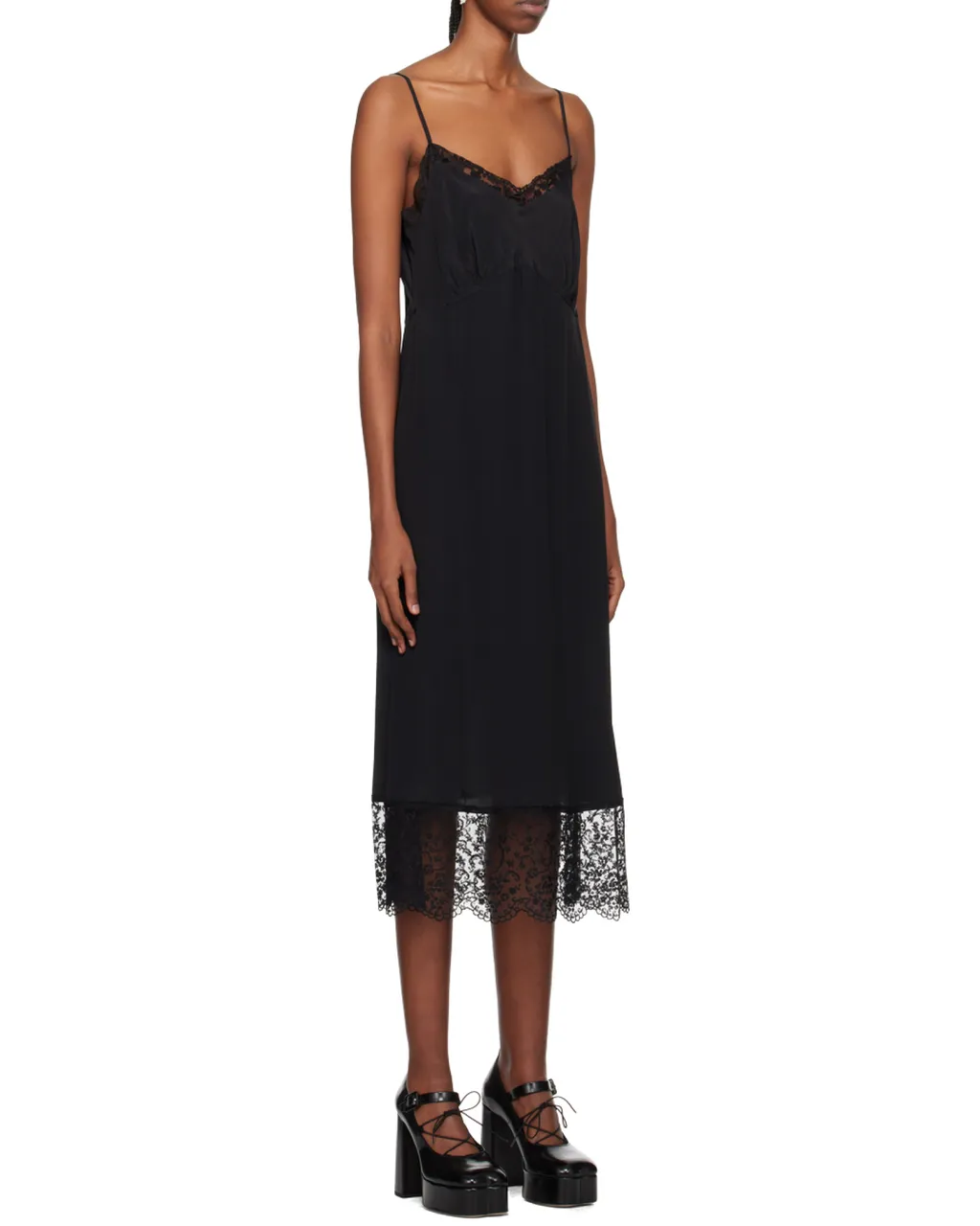 Lace-Trimmed Midi Dress