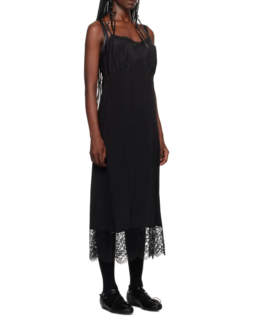 Lace-Trimmed Midi Dress