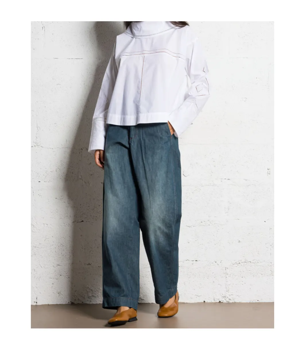 Straight Embroidered Cotton Shirt