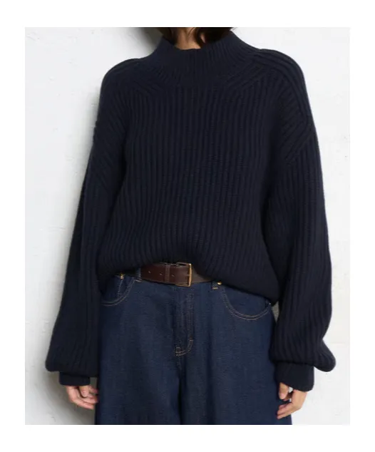 Oversized High-Neck Merino Wool Sweater