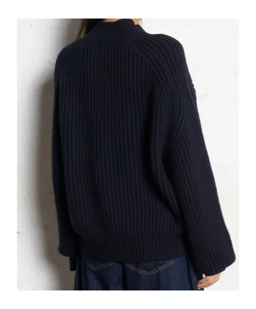 Oversized High-Neck Merino Wool Sweater