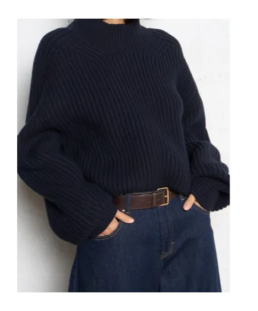 Oversized High-Neck Merino Wool Sweater