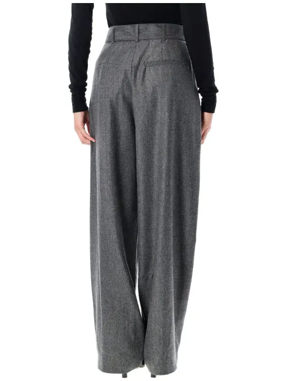 Belted Pleated Straight Trousers