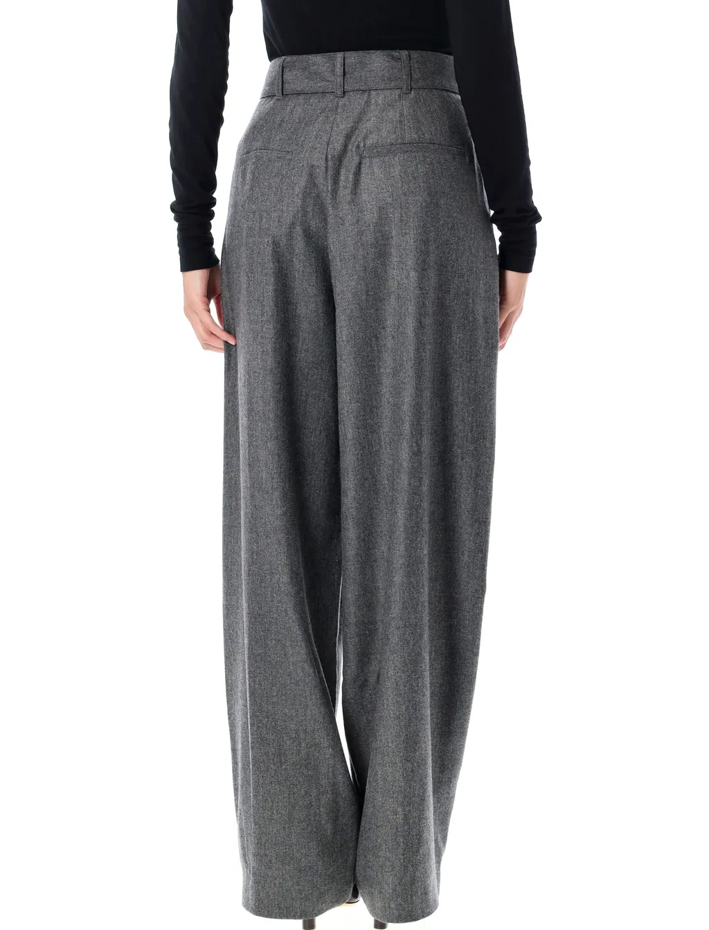 Belted Pleated Straight Trousers