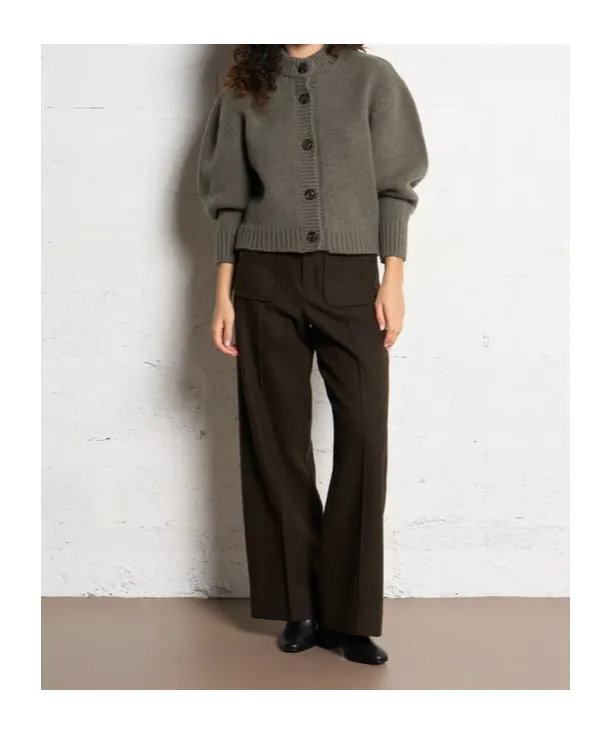 Round-Neck Wool Cardigan