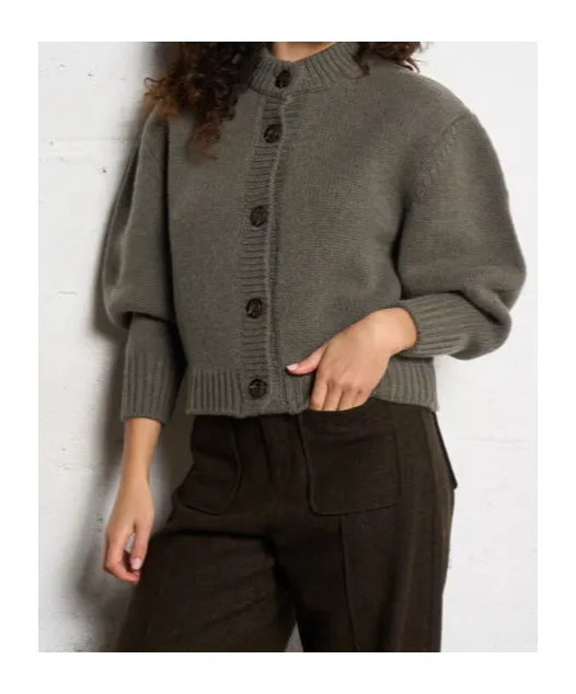 Round-Neck Wool Cardigan