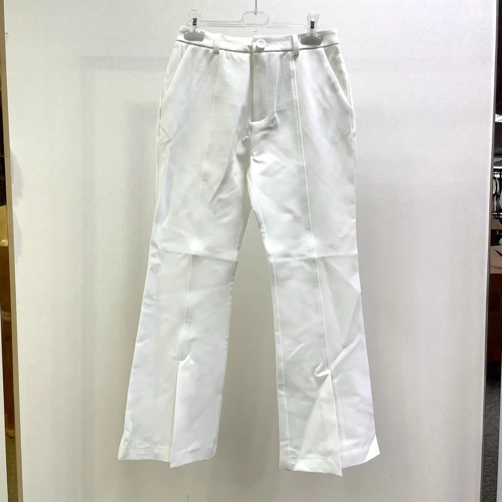 Slit Horn White Casual Pants