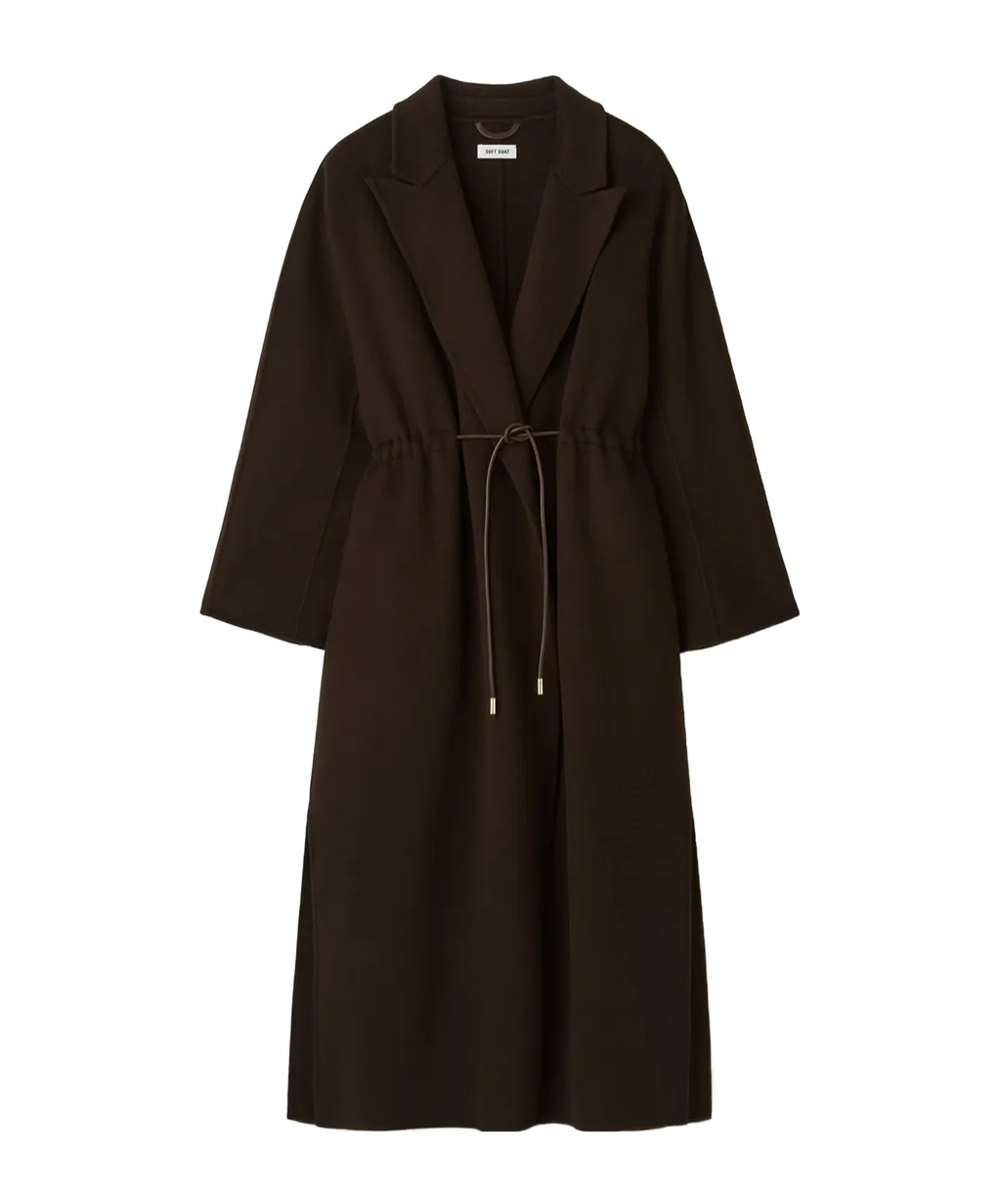Drawstring Waist Lapel Coat
