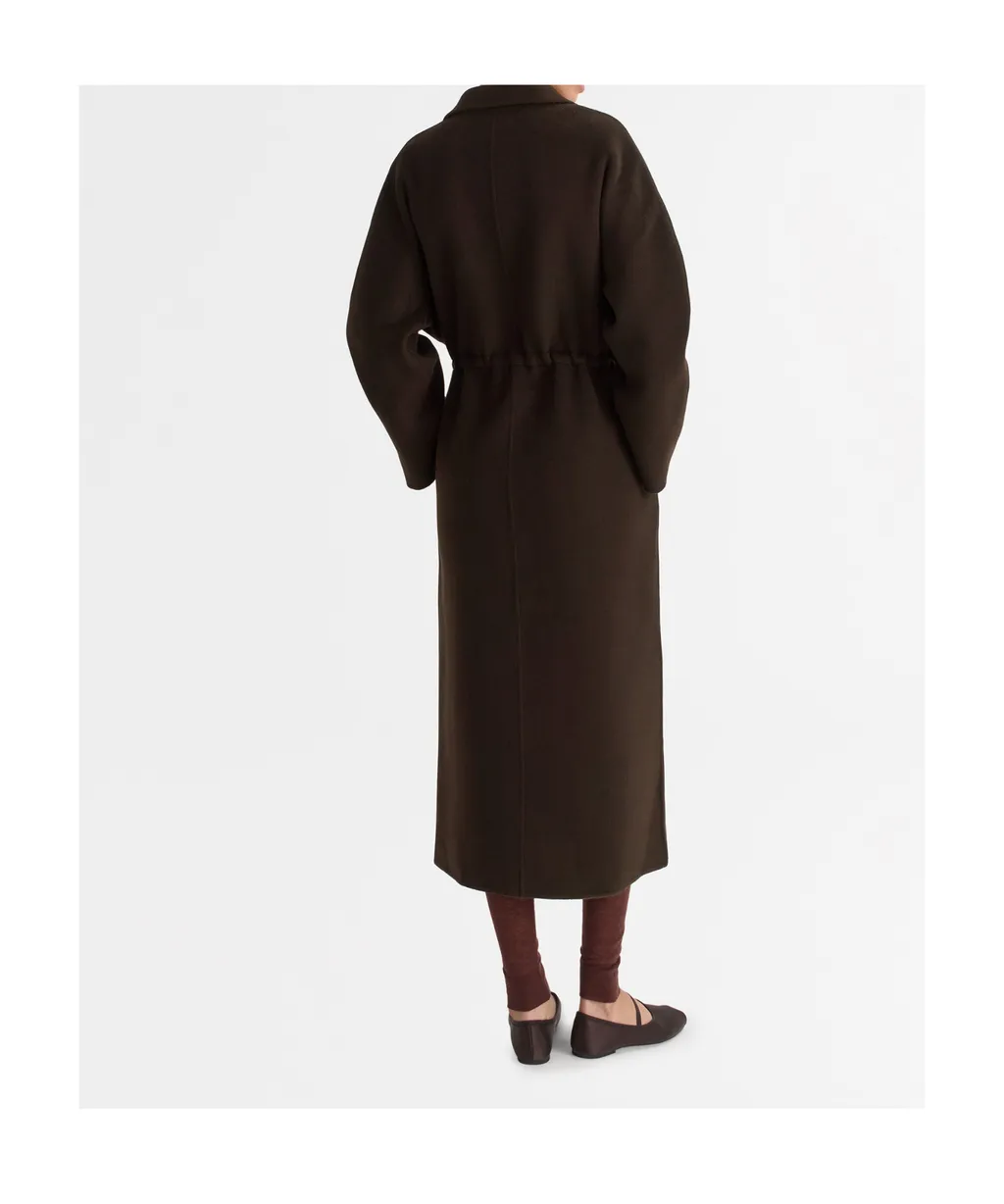 Drawstring Waist Lapel Coat