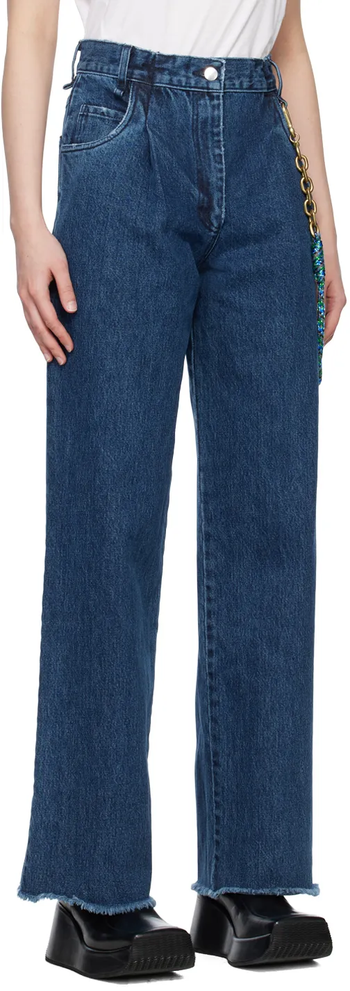Belt-Lined Denim Trousers