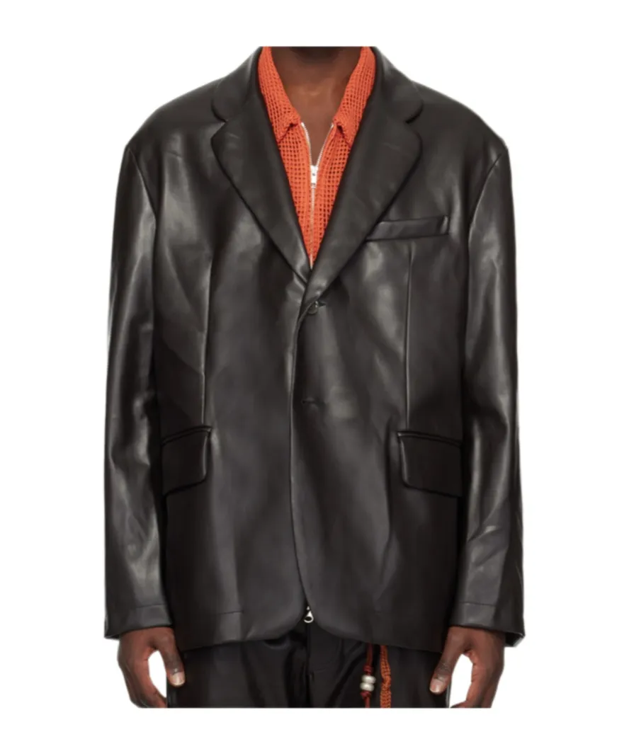 Button Leather Jacket