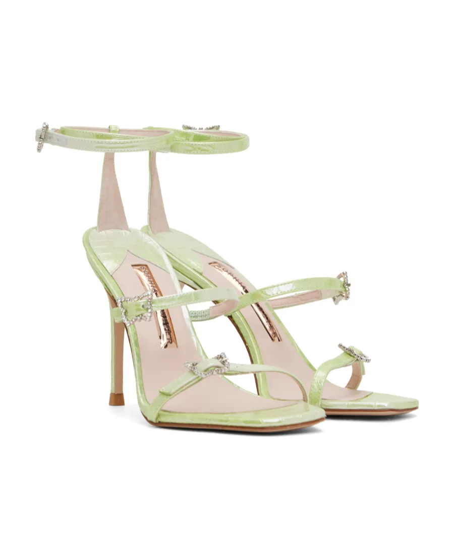 Crocodile Embossed High-Heeled Sandals