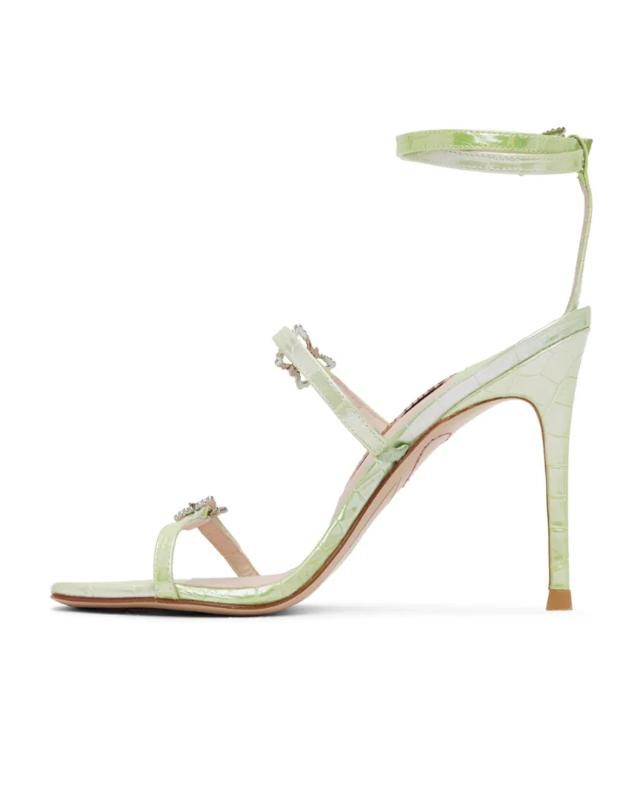 Crocodile Embossed High-Heeled Sandals