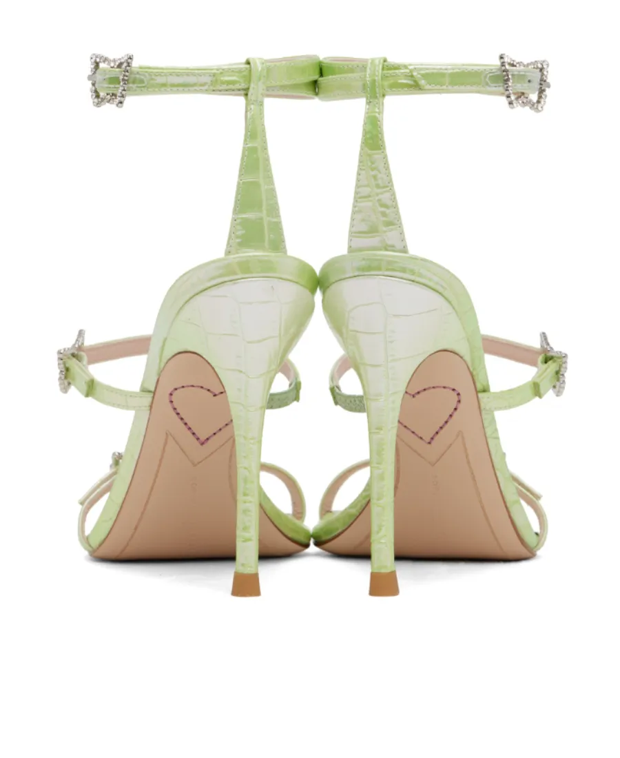 Crocodile Embossed High-Heeled Sandals