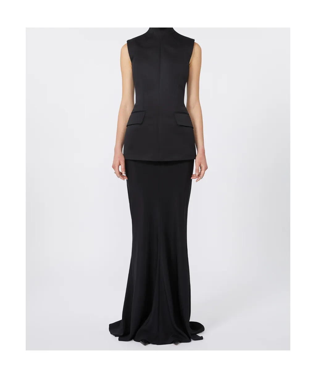 Long Bi-Material Dress