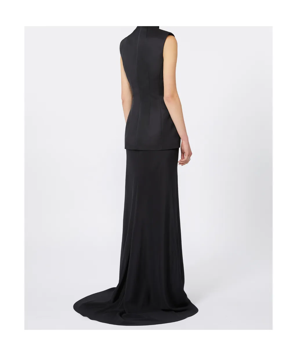 Long Bi-Material Dress